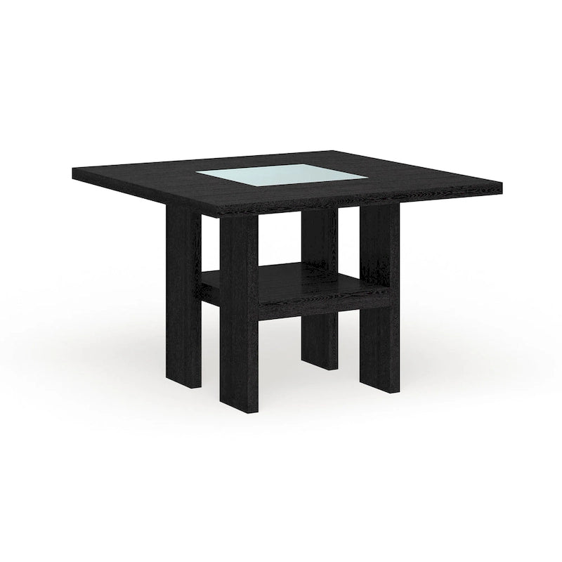Mesa de comedor alta cuadrada LED negra, 4 asientos (137,16 cm × 137,16 cm)