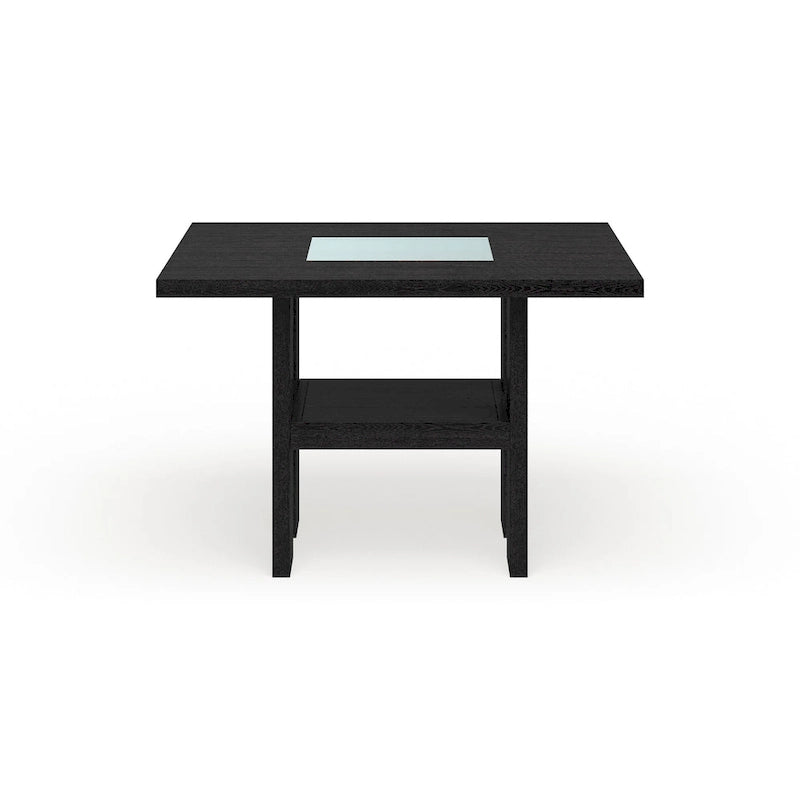 Mesa de comedor alta cuadrada LED negra, 4 asientos (137,16 cm × 137,16 cm)