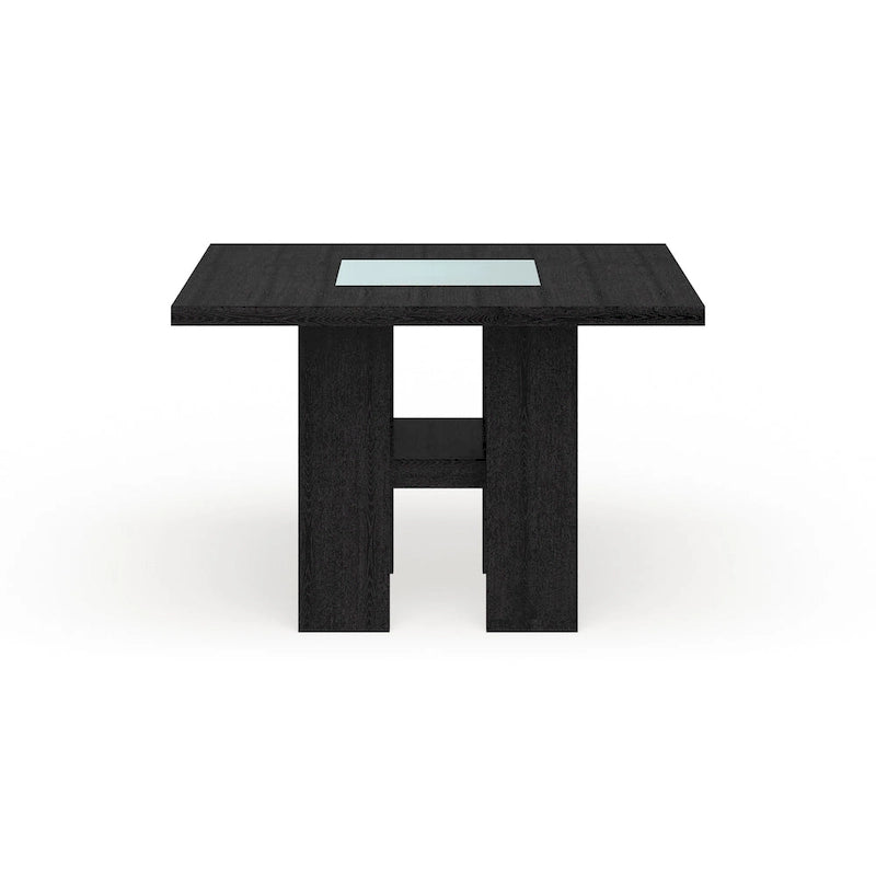 Mesa de comedor alta cuadrada LED negra, 4 asientos (137,16 cm × 137,16 cm)