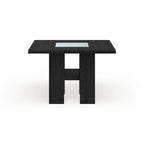 Mesa de comedor alta cuadrada LED negra, 4 asientos (137,16 cm × 137,16 cm)