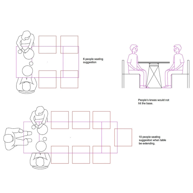 Mesa de comedor extensible de mármol gris, capacidad para 6-10 personas, base de acero negro
