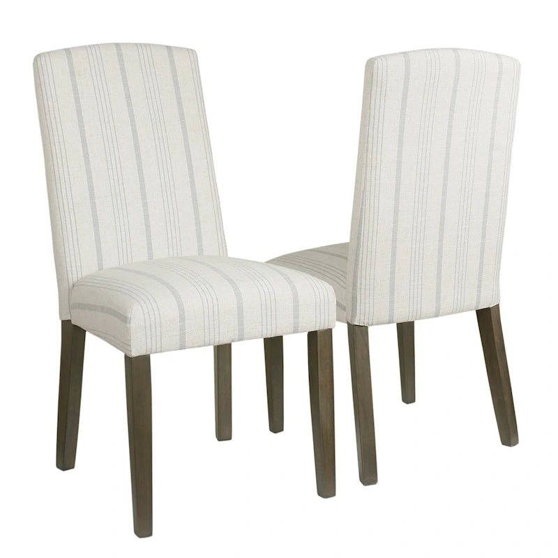 Sillas de comedor Parsons a rayas grises, juego de 2