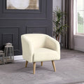 Sillón Individual Acentual de Borreguito Color Crema con Patas de Madera