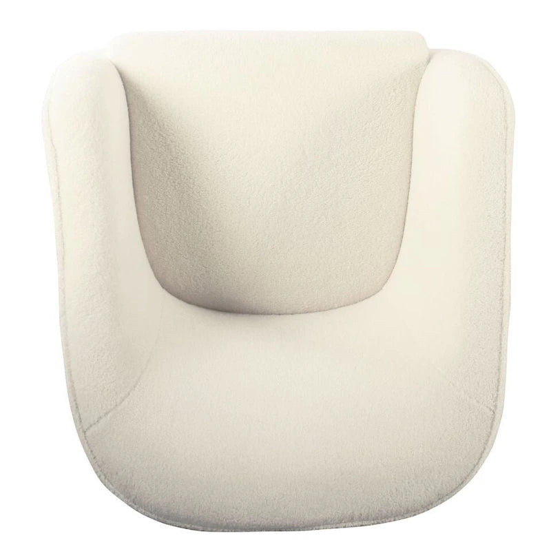 Sillón Individual Acentual de Borreguito Color Crema con Patas de Madera