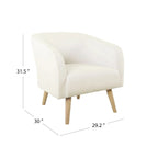 Sillón Individual Acentual de Borreguito Color Crema con Patas de Madera