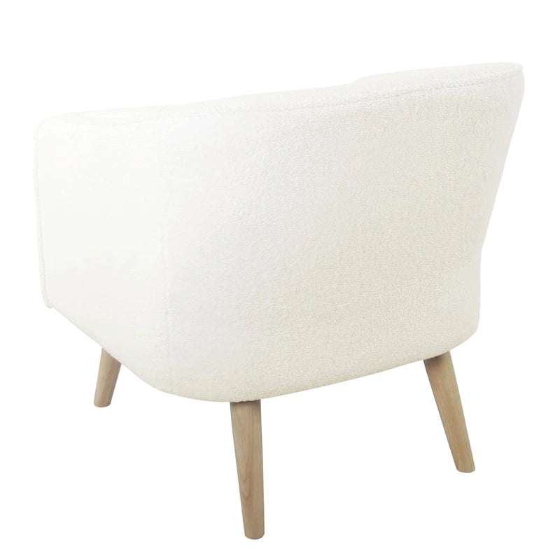 Sillón Individual Acentual de Borreguito Color Crema con Patas de Madera