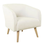 Sillón Individual Acentual de Borreguito Color Crema con Patas de Madera