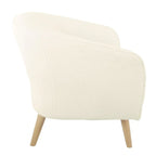 Sillón Individual Acentual de Borreguito Color Crema con Patas de Madera