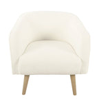 Sillón Individual Acentual de Borreguito Color Crema con Patas de Madera