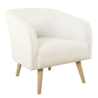 Sillón Individual Acentual de Borreguito Color Crema con Patas de Madera