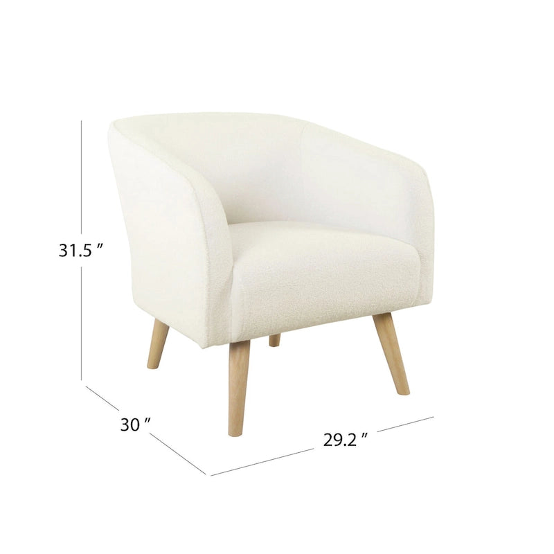 Sillón Individual Acentual de Borreguito Color Crema con Patas de Madera