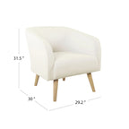 Sillón Individual Acentual de Borreguito Color Crema con Patas de Madera