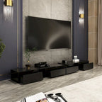Mueble de TV extensible blanco/negro, para televisores de hasta 100", opción de 2 colores
