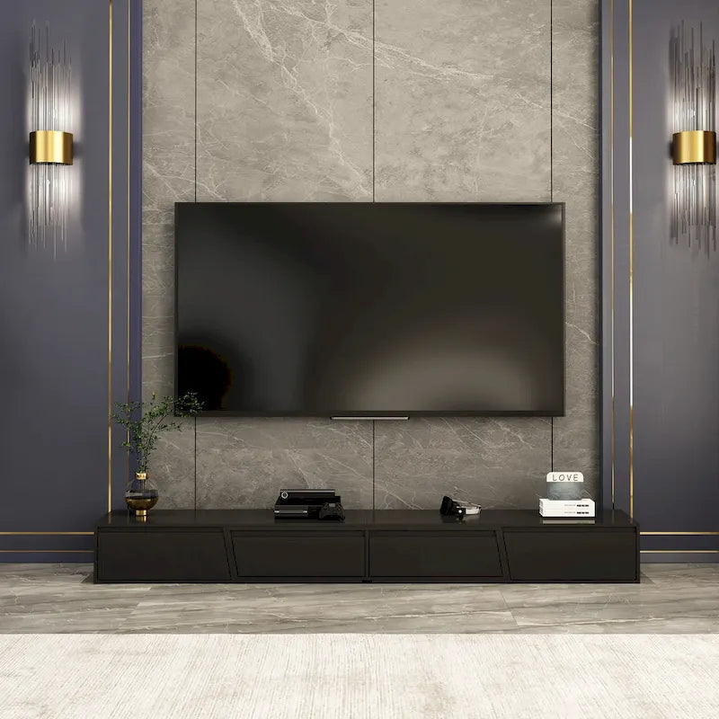 Mueble de TV extensible blanco/negro, para televisores de hasta 100", opción de 2 colores