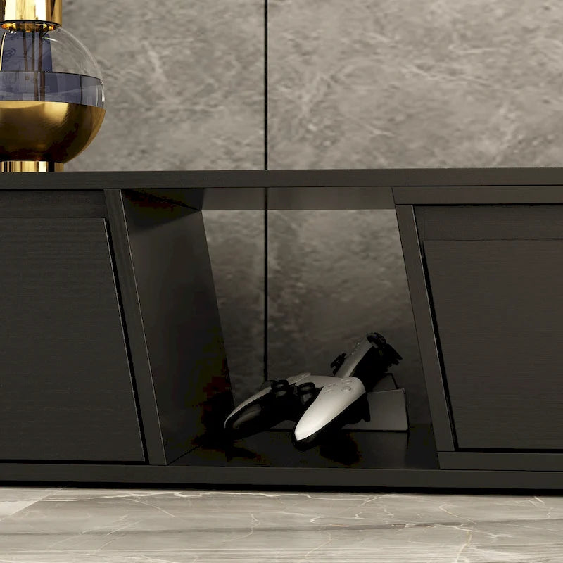 Mueble de TV extensible blanco/negro, para televisores de hasta 100", opción de 2 colores