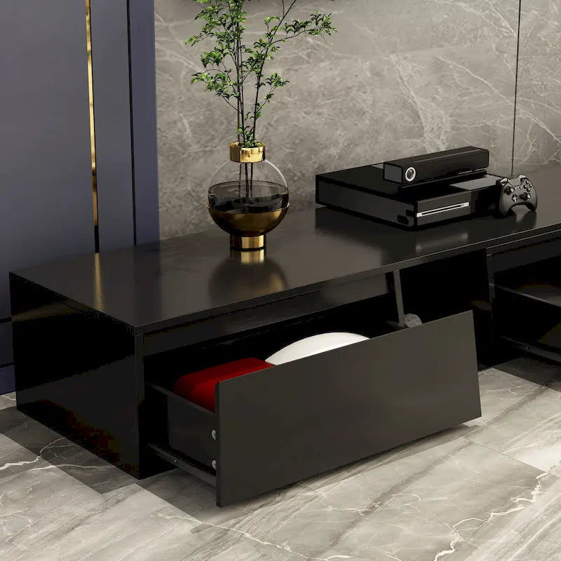 Mueble de TV extensible blanco/negro, para televisores de hasta 100", opción de 2 colores
