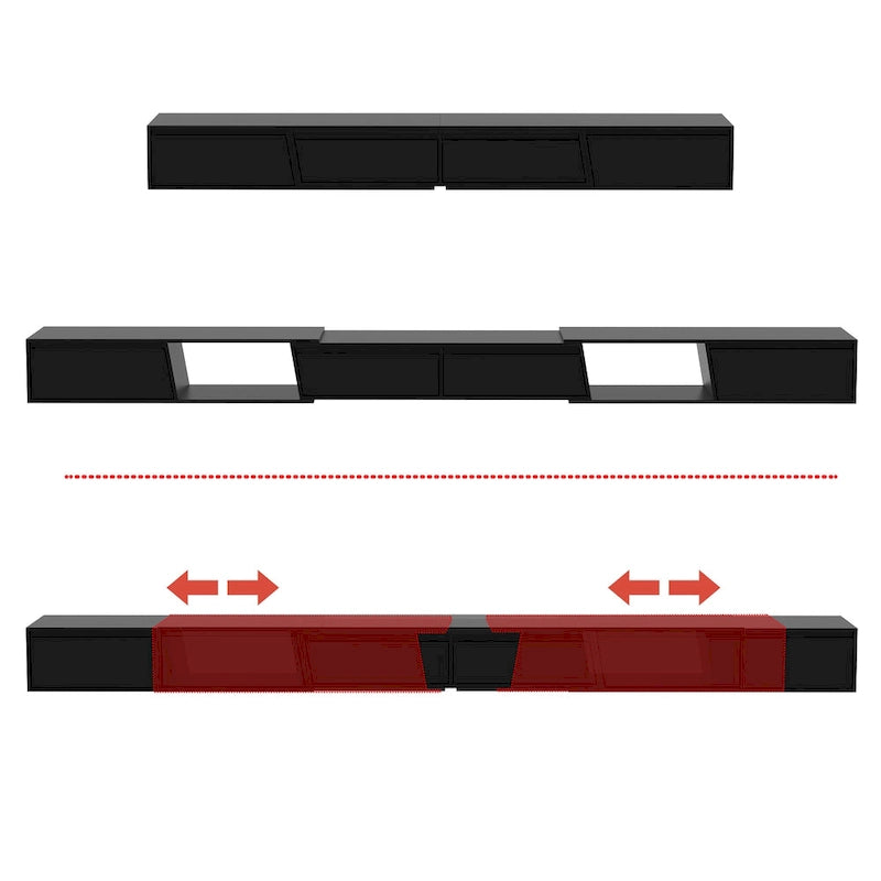 Mueble de TV extensible blanco/negro, para televisores de hasta 100", opción de 2 colores