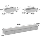 Mueble de TV extensible blanco/negro, para televisores de hasta 100", opción de 2 colores