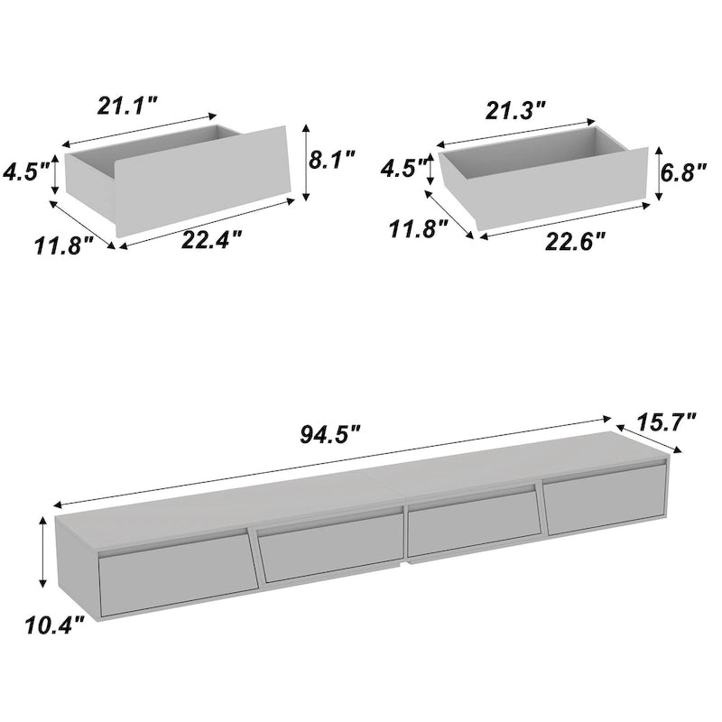 Mueble de TV extensible blanco/negro, para televisores de hasta 100", opción de 2 colores