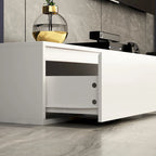 Mueble de TV extensible blanco/negro, para televisores de hasta 100", opción de 2 colores