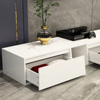 Mueble de TV extensible blanco/negro, para televisores de hasta 100", opción de 2 colores