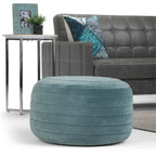 Puf otomano redondo de terciopelo — Terciopelo turquesa/gris/azul, 1 asiento
