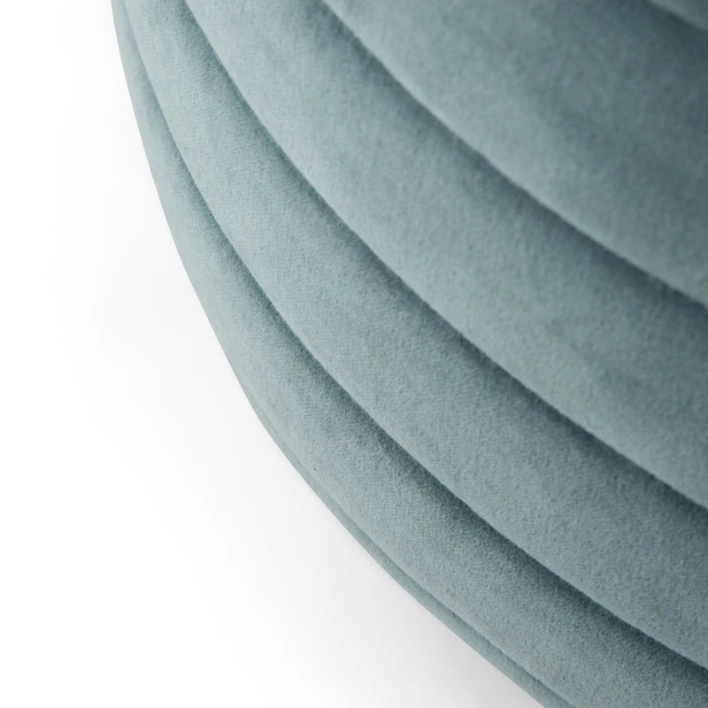 Puf otomano redondo de terciopelo — Terciopelo turquesa/gris/azul, 1 asiento
