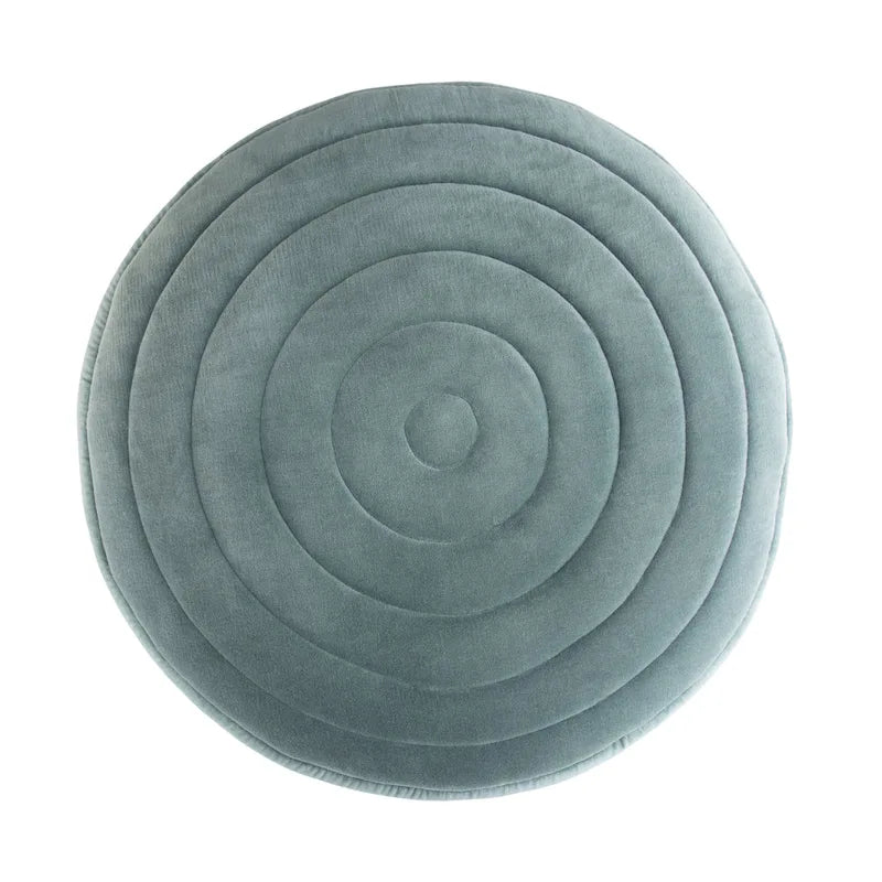 Puf otomano redondo de terciopelo — Terciopelo turquesa/gris/azul, 1 asiento