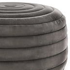 Puf otomano redondo de terciopelo — Terciopelo turquesa/gris/azul, 1 asiento