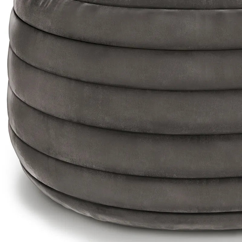 Puf otomano redondo de terciopelo — Terciopelo turquesa/gris/azul, 1 asiento