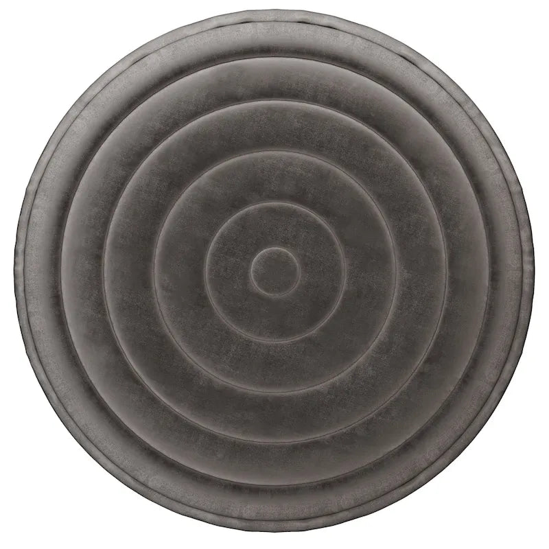Puf otomano redondo de terciopelo — Terciopelo turquesa/gris/azul, 1 asiento
