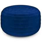 Puf otomano redondo de terciopelo — Terciopelo turquesa/gris/azul, 1 asiento