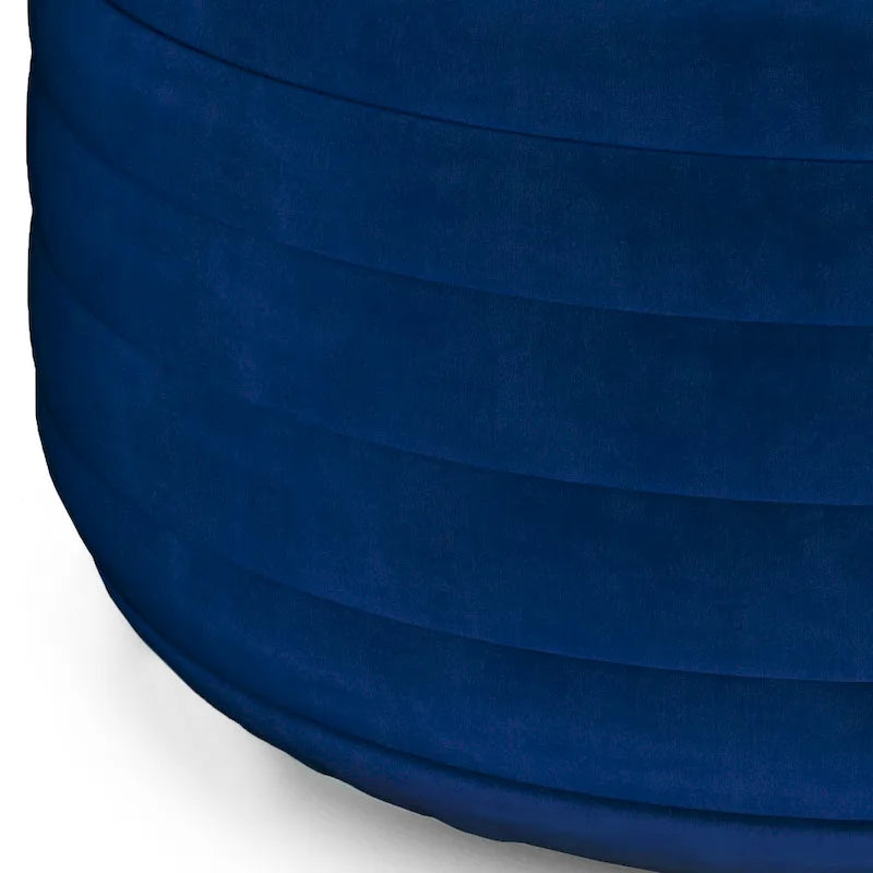 Puf otomano redondo de terciopelo — Terciopelo turquesa/gris/azul, 1 asiento