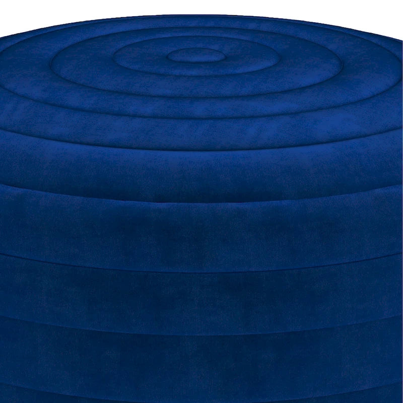 Puf otomano redondo de terciopelo — Terciopelo turquesa/gris/azul, 1 asiento