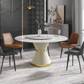 Mesa de comedor redonda de mármol blanco/negro - Para 4-6 personas