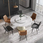 Mesa de comedor redonda de mármol blanco/negro - Para 4-6 personas
