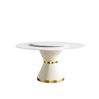 Mesa de comedor redonda de mármol blanco/negro - Para 4-6 personas