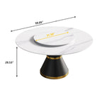 Mesa de comedor redonda de mármol blanco/negro - Para 4-6 personas