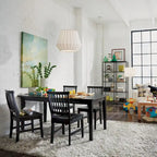 Mesa de comedor rectangular extensible marrón/negra, con capacidad para 6 personas