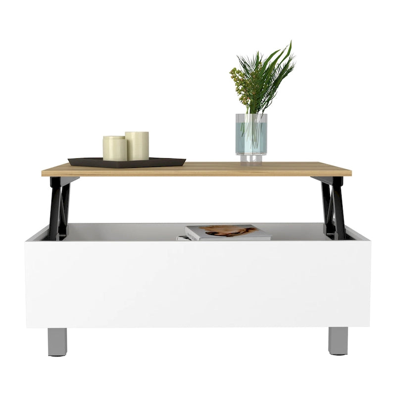 Mesa de centro elevable blanca/marrón/negra/nogal/espresso con almacenamiento oculto, 4 patas, 1 persona