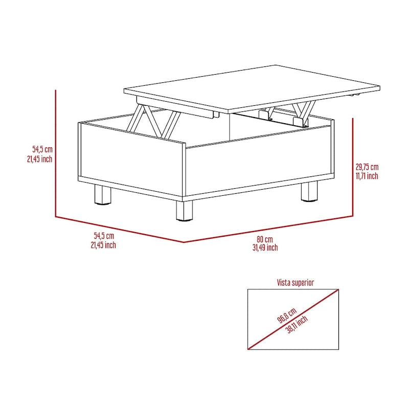 Mesa de centro elevable blanca/marrón/negra/nogal/espresso con almacenamiento oculto, 4 patas, 1 persona
