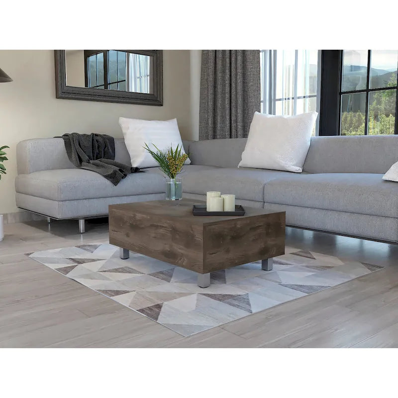 Mesa de centro elevable blanca/marrón/negra/nogal/espresso con almacenamiento oculto, 4 patas, 1 persona