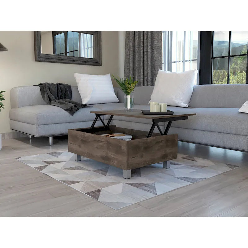 Mesa de centro elevable blanca/marrón/negra/nogal/espresso con almacenamiento oculto, 4 patas, 1 persona