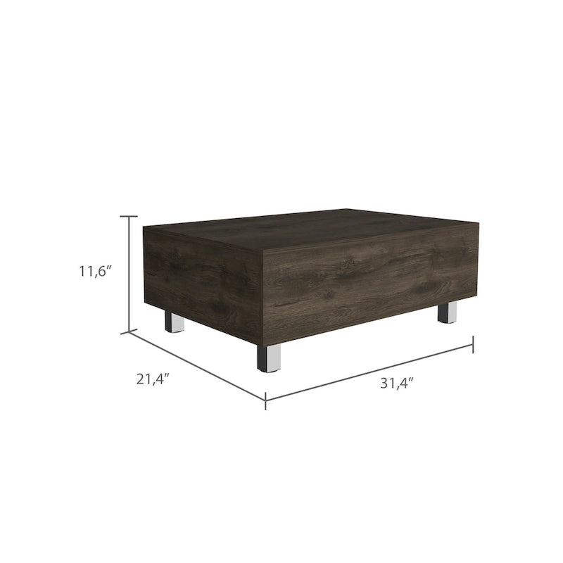 Mesa de centro elevable blanca/marrón/negra/nogal/espresso con almacenamiento oculto, 4 patas, 1 persona