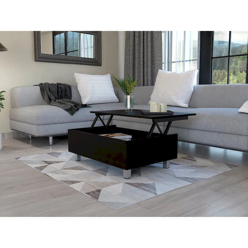 Mesa de centro elevable blanca/marrón/negra/nogal/espresso con almacenamiento oculto, 4 patas, 1 persona