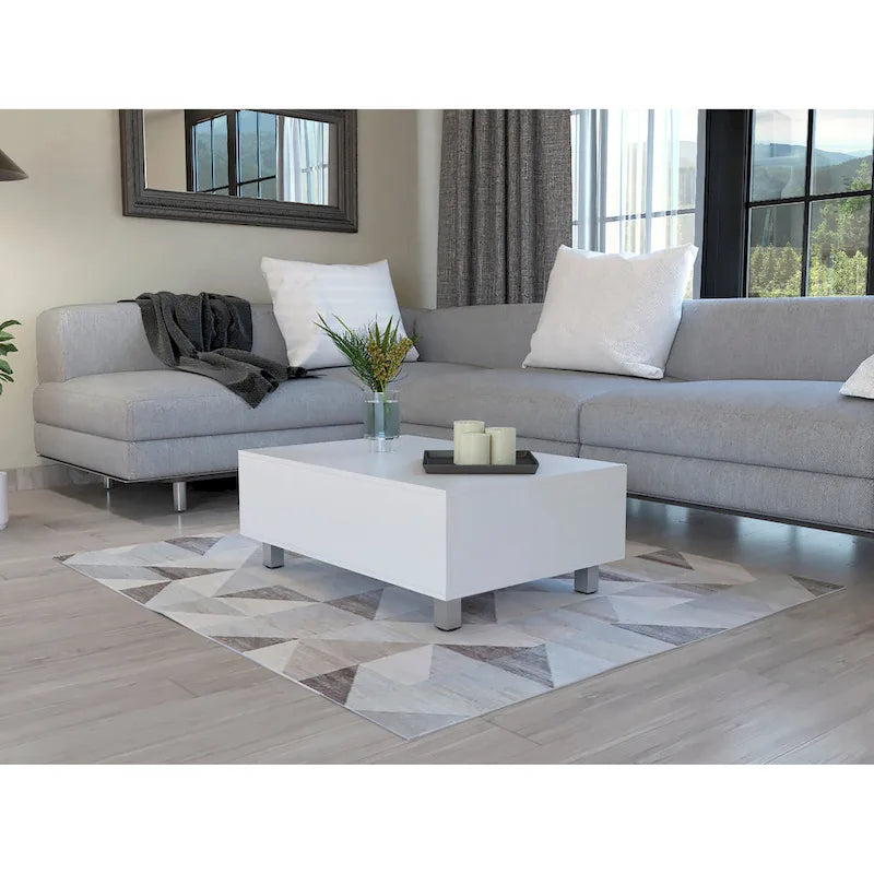 Mesa de centro elevable blanca/marrón/negra/nogal/espresso con almacenamiento oculto, 4 patas, 1 persona