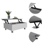 Mesa de centro elevable blanca/marrón/negra/nogal/espresso con almacenamiento oculto, 4 patas, 1 persona