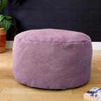 Puf otomano redondo de pana morada / gris claro / turquesa – 1 persona
