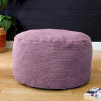Puf otomano redondo de pana morada / gris claro / turquesa – 1 persona