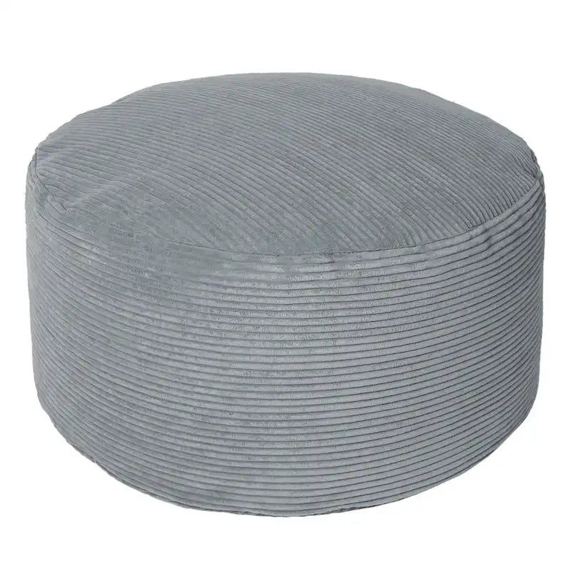 Puf otomano redondo de pana morada / gris claro / turquesa – 1 persona